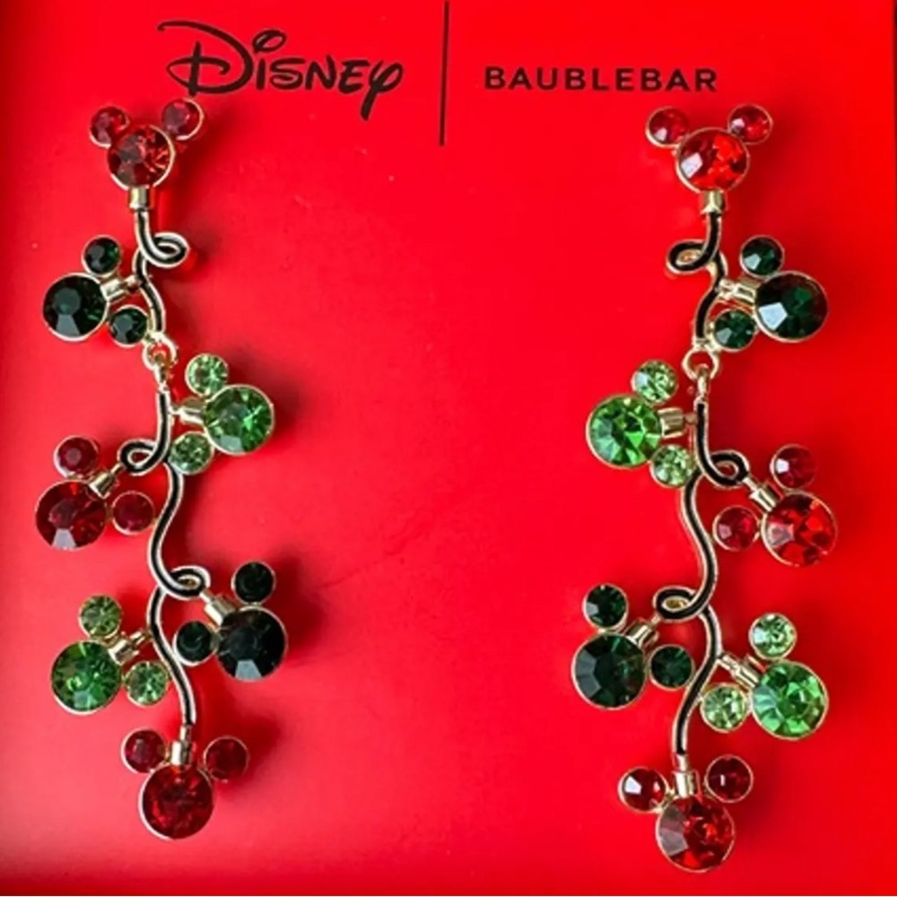 NIB Disney Baublebar Red Green Mickey Mouse Earrings Disney World Vacation
